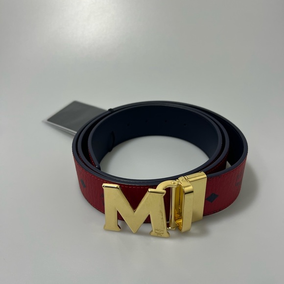 MCM Claus M Reversible Logo Belt Red One Size - Picture 3 of 7